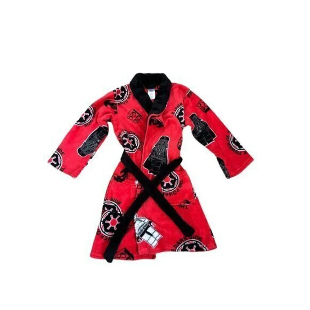 Star Wars Kids Robe Red Black Darth Vader Dark Side Fleece Polyester Belted Size
